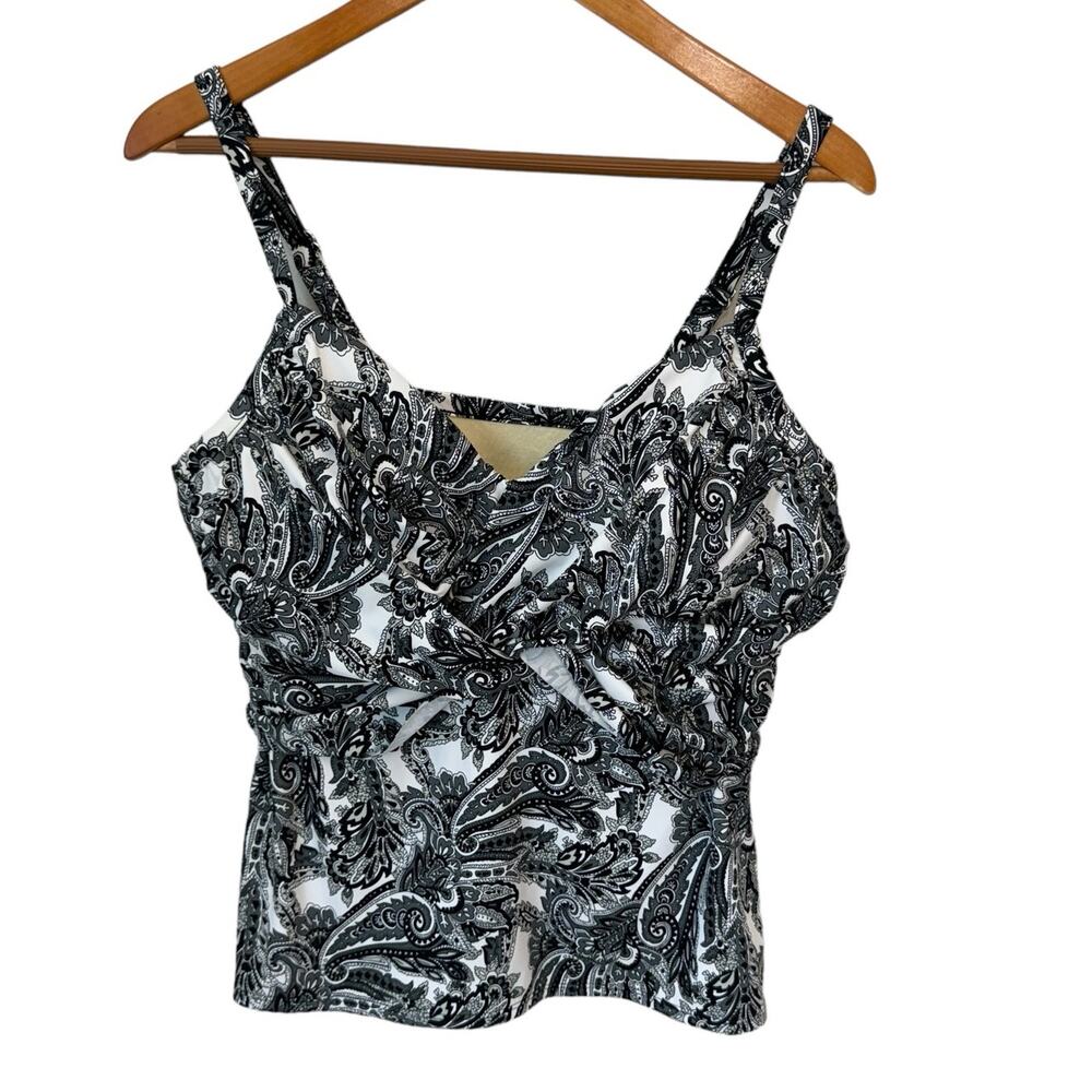LANDS' END Swimsuit Top Womens 22W Paisley Print Tankini Underwire Modest